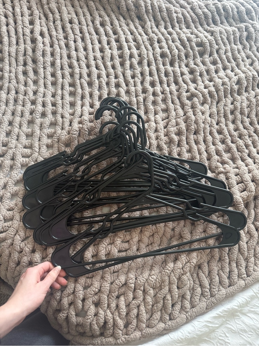 Set of 17 Black Plastic Clothing Hangers